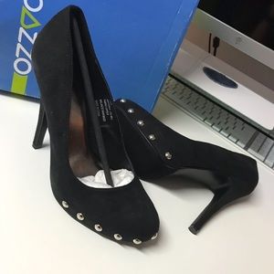 Pazzo stud black suede 4 inch high heels